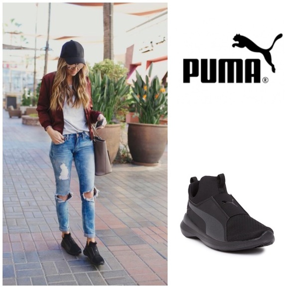 puma rebel mid women's sneakers black